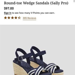 Navy and White Espadrille Wedge Sandals